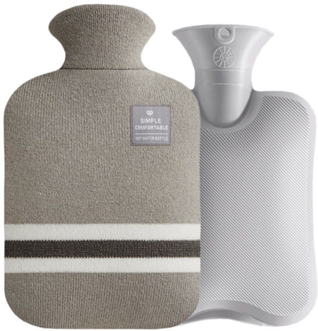 알루이 찜질 핫팩 보온 물주머니 1L, 라이트그레이