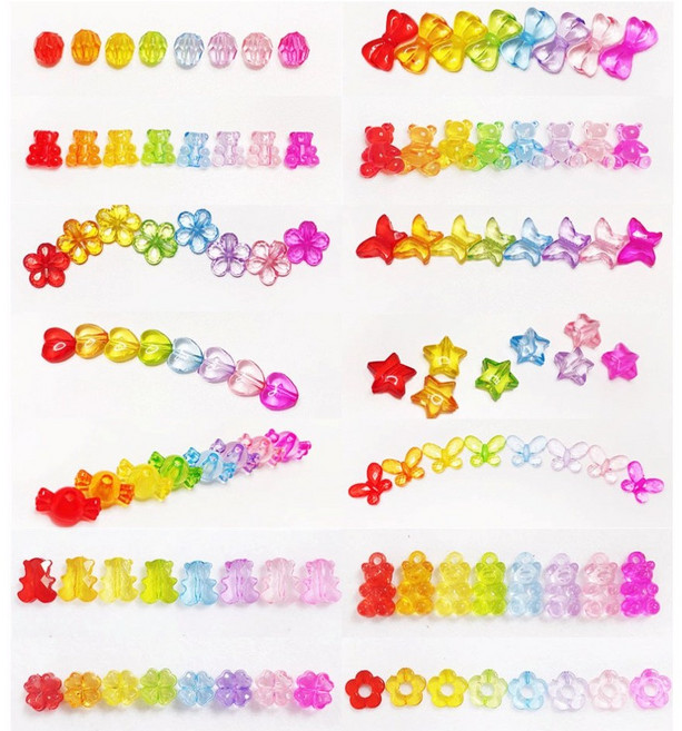 [파랑새97] 투명 아크릴 구슬 모음 컬러 구슬 팔찌 키링 악세사리 부자재 마스크 스트랩, 네잎 클로버 구슬, 1개