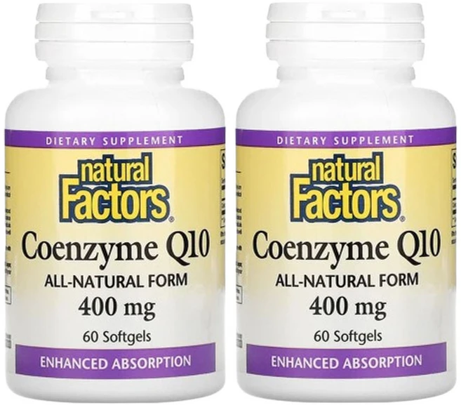 Natural Factors 내추럴 팩터스 코엔자임 큐텐 400mg CCoenzyme Q10, 2개, 60정 - 쿠팡