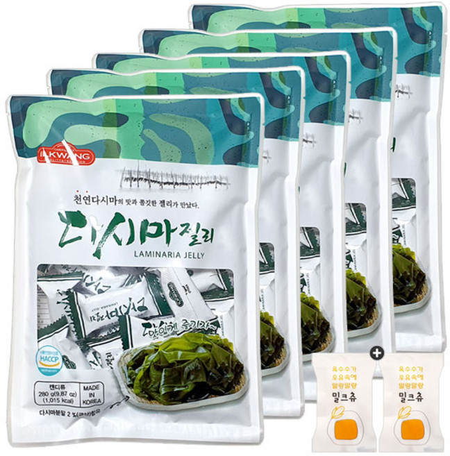 일광 다시마젤리(280g) x 5봉+밀크츄 2개 세트 번들 10호, 280g, 5개