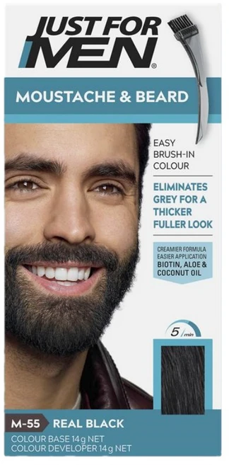 저스트 포 맨 남성 비어드 컬러 M-55 리얼 블랙 검정 수염 염색약 Just for Men Beard Colour Real Black, 1개 - 쿠팡