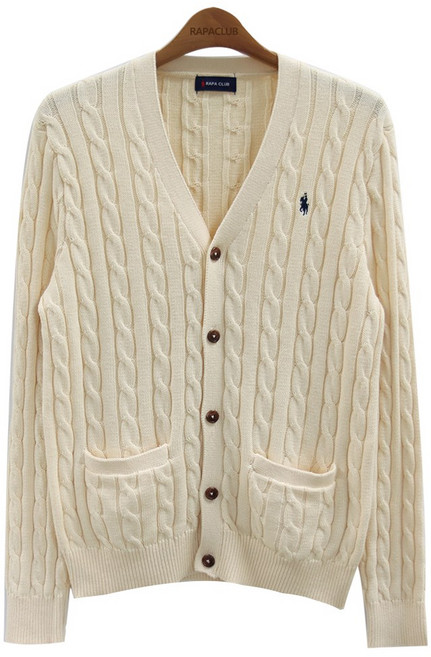 라파클럽 남녀공용 V넥 꽈배기 니트 가디건 스웨터