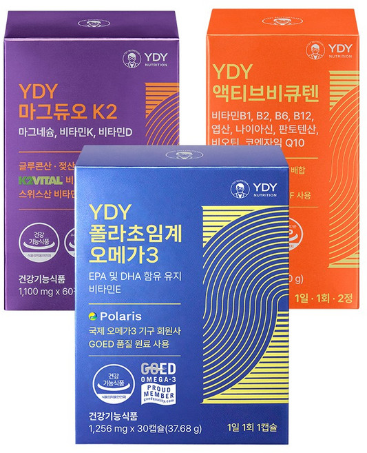 YDY 오마비 세트(오메가3+마그네슘+비타민B) 1개월분 고약사 약들약, 30정