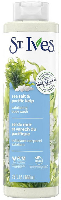 St. Ives Sea Salt & Pacific Kelp 각질 제거 바디 워시 550ml22온스 239673, 22 Ounce (Pack of 1), 1, 550ml