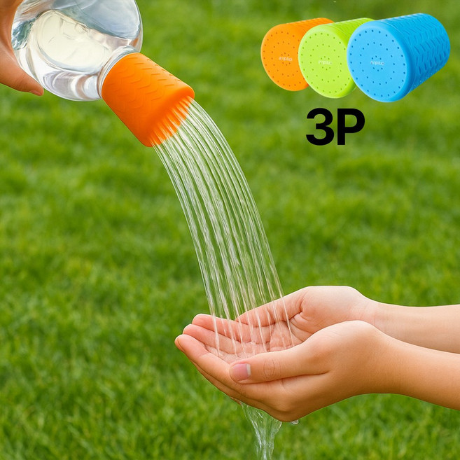 앙플러스 캠핑 샤워기 페트병 간이 샤워 헤드, 블루,그린,오렌지 3개입, 1세트