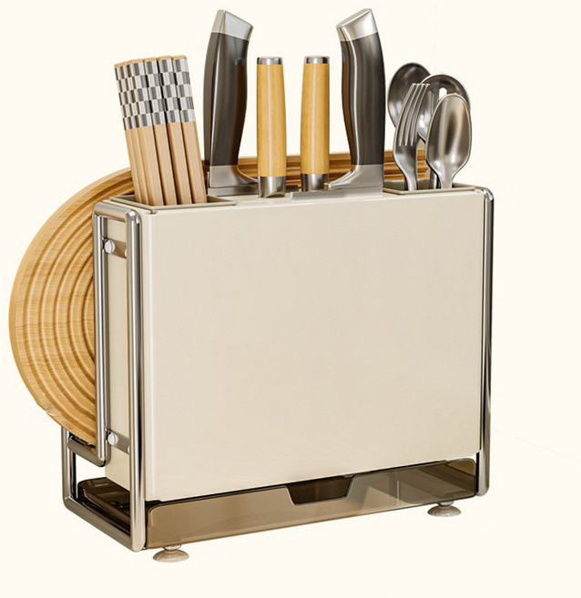 탄소강 스탠드형 칼꽂이 칼보관함 칼거치대 칼블럭, 1개, 베이지