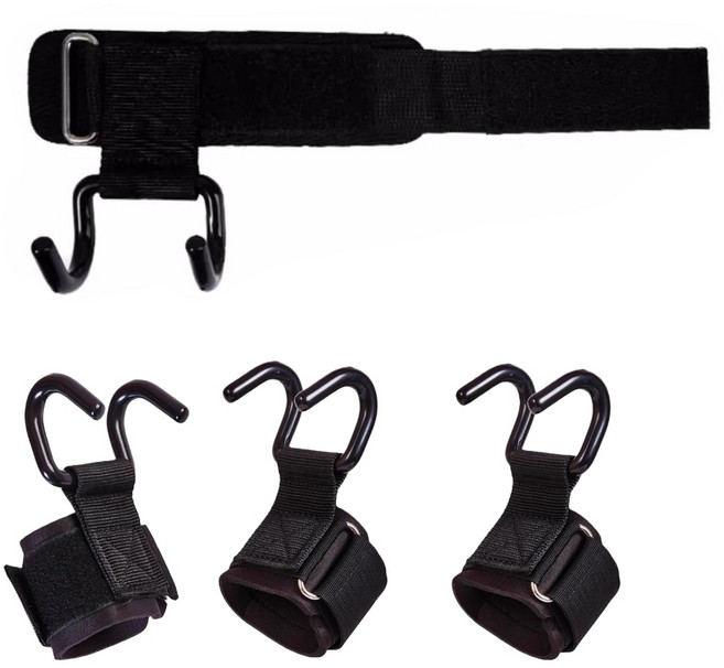 조절 가능한 풀업 훈련 보조 손목 스트랩 무거운 유형 철 후크 근력 운동을 위한 미끄럼 방지 그립, 01 black