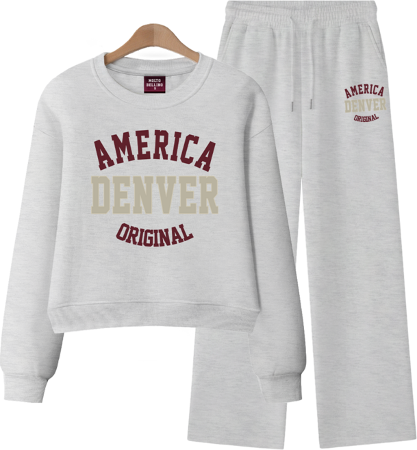 몰토벨리노 덴버A 루즈핏 세미크롭 여성 맨투맨 상하 세트