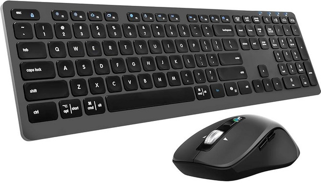 242468 CITLLA 무선 키보드 및 마우스 콤보 가위 스위치 키 2-in-1 USB 수신기 블루투스 2개 컴퓨터 노트북 맥북 아이패드용 멀티 장치 무소음 디자인, Graphite