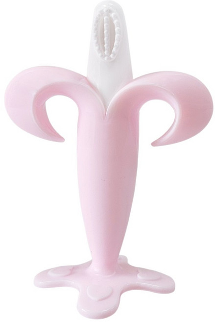 아가프라 유아용 실리콘 바나나치발기, 베이비핑크, 1개