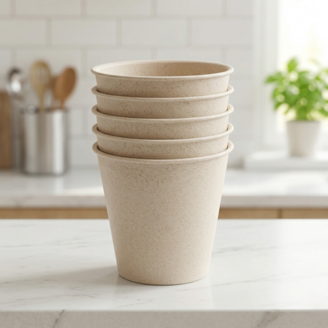 탄소창고 CXP 안 깨지는 다회용 물컵 180ml 종이컵 대용, 아이보리, 5개