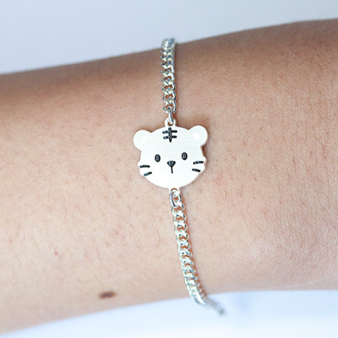 르클레보 아기호랑이 미아방지 유아동 실버팔찌/SB9403