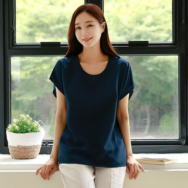 여성 여름 인견 쿨 박시 빅사이즈 반팔 블라우스 40-50대 미시 중년여성 엄마옷 선물 모임 휴가
