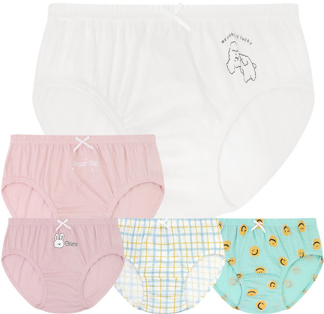 엠알키즈 스윗스마일 무형광 순면 여아팬티 5매 세트 DB538