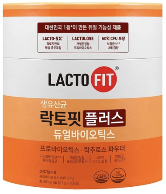코스트코 종근당 락토핏 생유산균 플러스 듀얼바이오틱스 400g(2gx200포) 무료배송/건강기능식품 30억 특허 유산균 온가족 대용량 프로바이오틱스 프리바이오틱스 락토바실러스, 400g, 1개