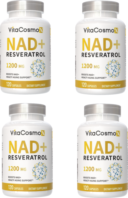 VitaCosmoX NMN 플러스 시르투인 안티에이징 항산화 항노화 1000mg 고순도 99.9% 니코틴아미드 NAD+ 무관세, 4개, 120정