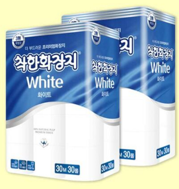 착한화장지 화이트 3겹 30M 30롤 3개, 30개입