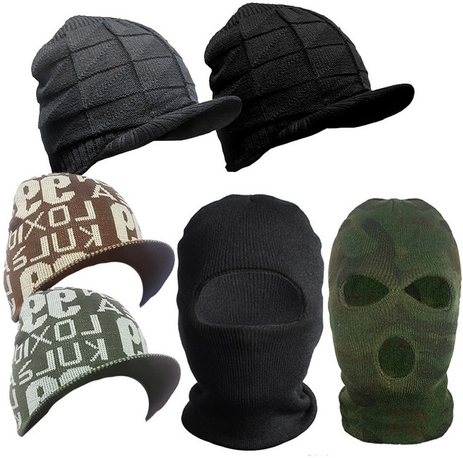 겨울모자 등산방한모자 비니 눈코입 복면 보드마스크 군밤모자 캡비니 항암모자 여성모자 남여공용 1+1세트