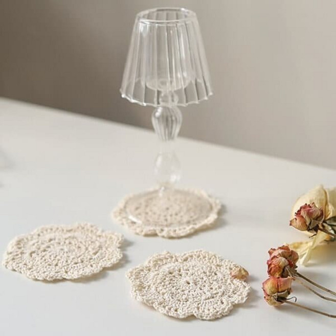 [예스24배송]뜨개 니트 레이스 코스터 컵받침 홈카페소품, 1개
