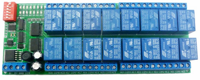 LED 모터 PLC PTZ 카메라 스마트 홈원격 제어 스위치 16ch DC 12V RS-485 Modbus RTU 릴레이 보드 RS485 버스, 1개