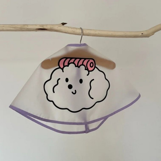 INS 애완 동물 손질 케이프 눈물 자국 페이셜 케어 방수 의류 턱받이 커버 고양이 강아지 Bichon Frize 슈나우저 개 용품, 보라, 1개