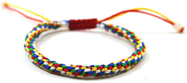 오색실 매듭 합장주 - 불교 소원 염주 팔찌 사주 액막이 실팔찌
