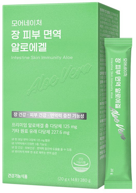 모어네이처 알로에 겔 젤리 베라 다당체 먹는 장 피부 면역력 이뮨 14포, 280g, 1개