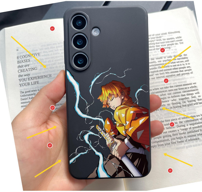 귀멸의 칼날 아가츠마 젠이츠 호흡의 번개 갤럭시 폰케이스 아이폰 폰케이스 블랙