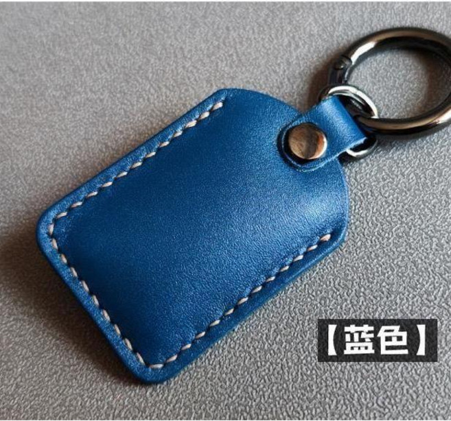 NFC牛皮智能門禁卡套真皮鑰匙扣, 1個, 藍色, 藍色