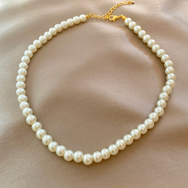 오누이디스플레이 크리스탈 진주 목걸이 클래식 데일리 진주 주얼리