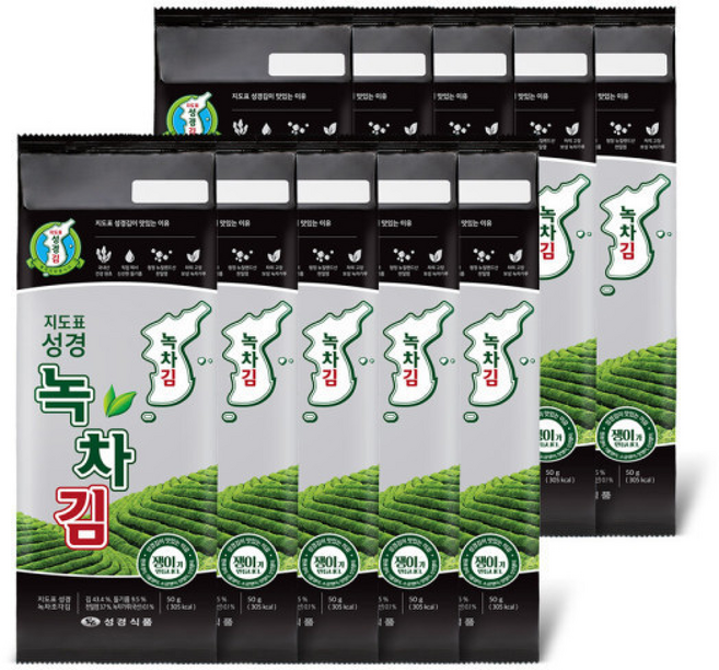 지도표 성경김 녹차김 조각 y, 10개, 50g