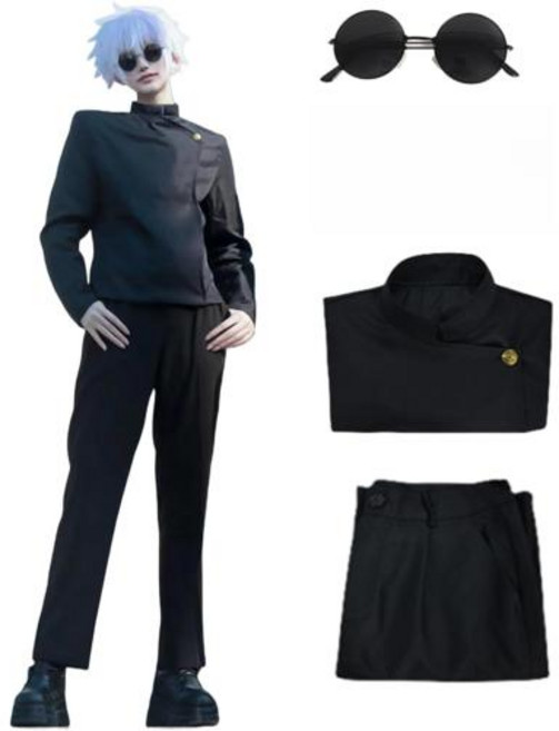 주술회전코스프레 고죠사토루 토우지 유타 Gojo Satoru 코스프레 의상 유니폼 마스크 안경 가발 남성용 풀 세트 할로윈 파티 역할 놀이