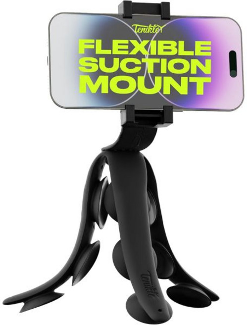 Tenikle® PRO - 휴대폰 및 액션 카메라 GoPro Insta360 DJI Osmo용 유연한 촉수 삼각대 상어 탱크 구부릴 수 있는 흡입 컵 마운트 홀더 아, Black