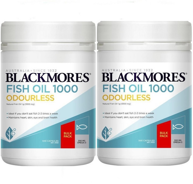 호주 블랙모어스 대용량 무취 피쉬오일 Blackmores Odourless Fish Oil 1000mg, 500정, 2개