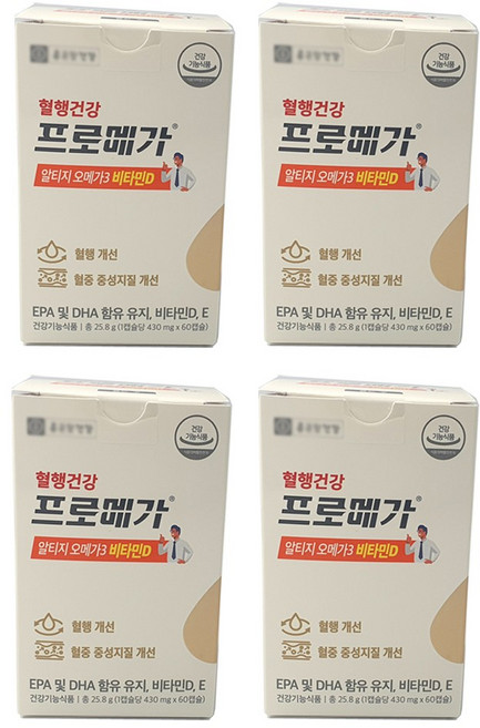 [옵션 선택] 종근당 건강 알티지 RTG 오메가 3 오매가 듀얼 비타민 D E 작은알 어취없는 먹기편한 / 프리미엄 1100 mg DHA EPA 고순도 고함량 알피지 오메가3 쓰리, 60정, 4개