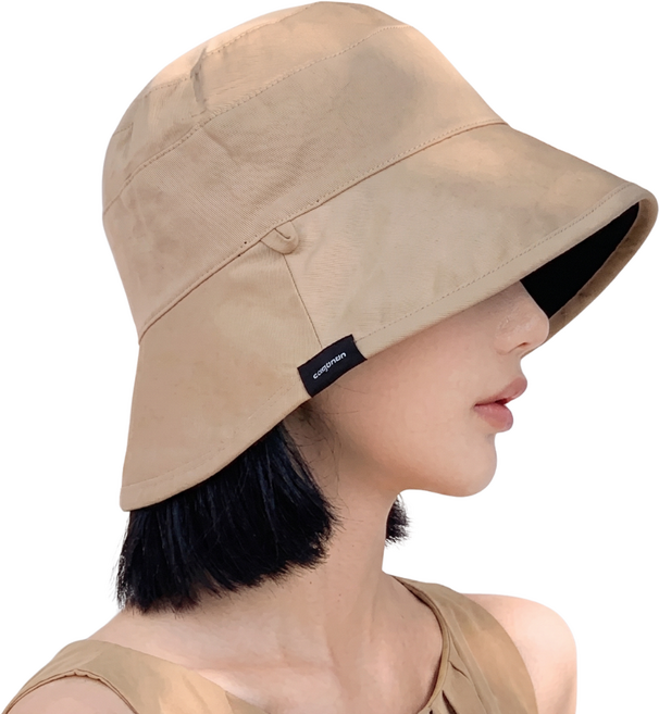 글로윅 양면 투톤 여성 버킷햇 리버시블 벙거지모자 자외선차단 경량 턱끈 모자