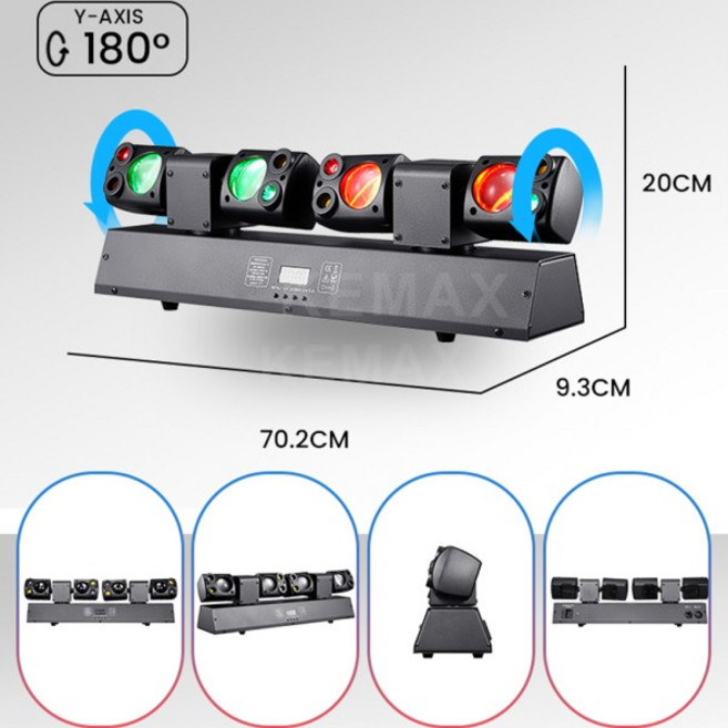 80W DJ 무빙 라이트 DMX52 LED 빔 RGBW 디스코 파티 조명 회전 사운드 컨트롤 클럽, 03 EU Plug