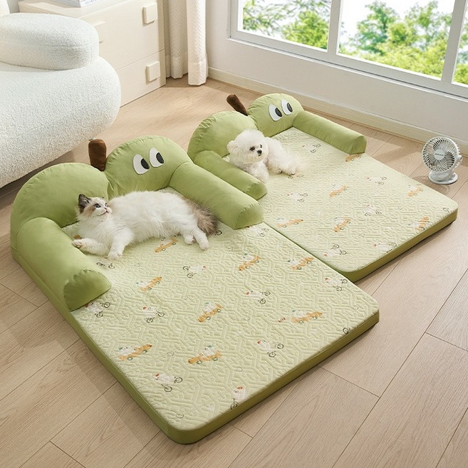 Arsjuo 강아지 쿠션 침대 커버분리 고양이 방석 쇼파, 1개, 그린