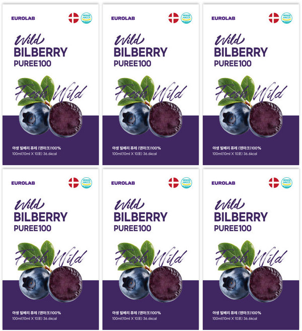 유로랩 야생 빌베리 퓨레 6BOX, 6박스, 100g