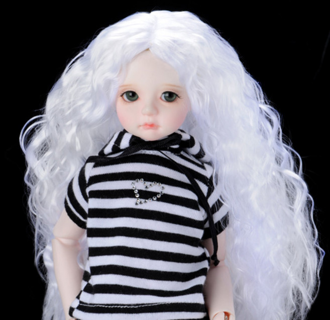 돌모아 구체관절인형 가발 USD 26cm 풍성 가르마 소바쥬 헤어 화이트 (7) Parting Long Sobazu (White), 1개