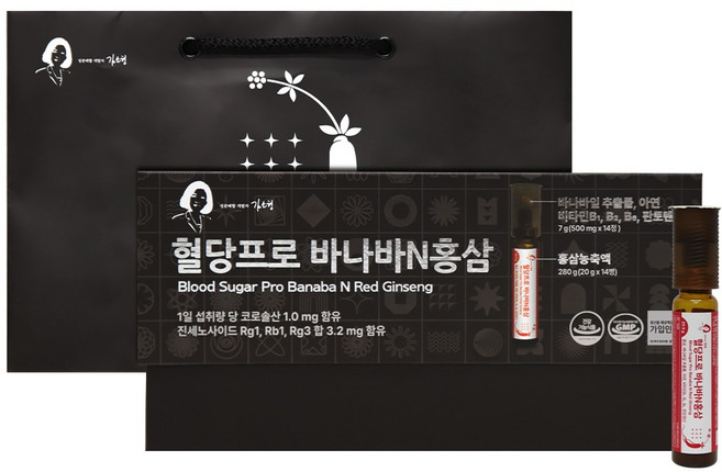 혈당프로 바나바N홍삼 500mg x 14정 20g x 14병 바나바잎추출물 아연 판토텐산 비타민B1 B2 B6 6년근홍삼 칼슘 프락토올리고당 식물혼합농축액 옥수수수염추출분말, 1개