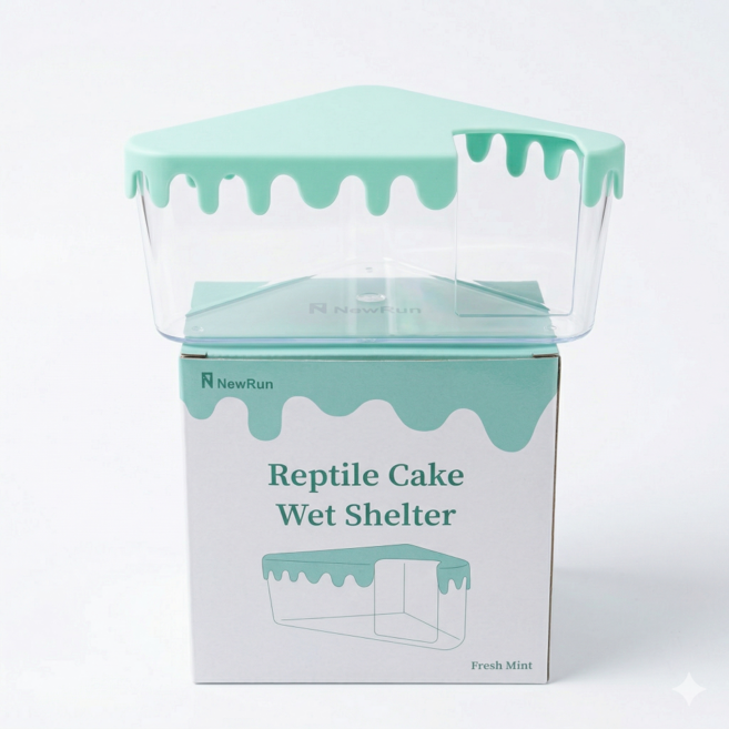 뉴런 파충류 습식은신처 삼각 게코산란통 NR-B5 케이크중사이즈 레오파드게코 크레, 1개, 프레쉬 민트