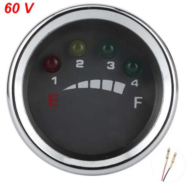 호환 12V 24V 36V 48V 60V 72V LED 배터리 용량 표시기 디스플레이 게이지 eBike 전기 솔라 보트 Golfcart ATV 지게차, [06] 60V, 1개