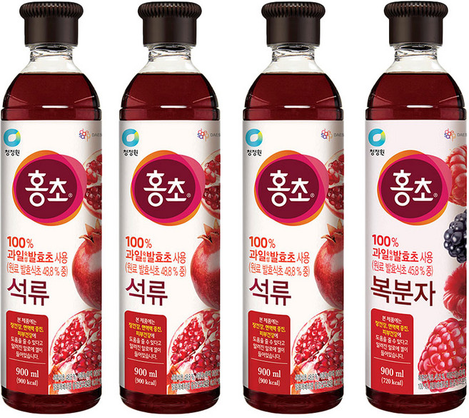 청정원 홍초 석류3+복분자1, 1세트, 3.6L