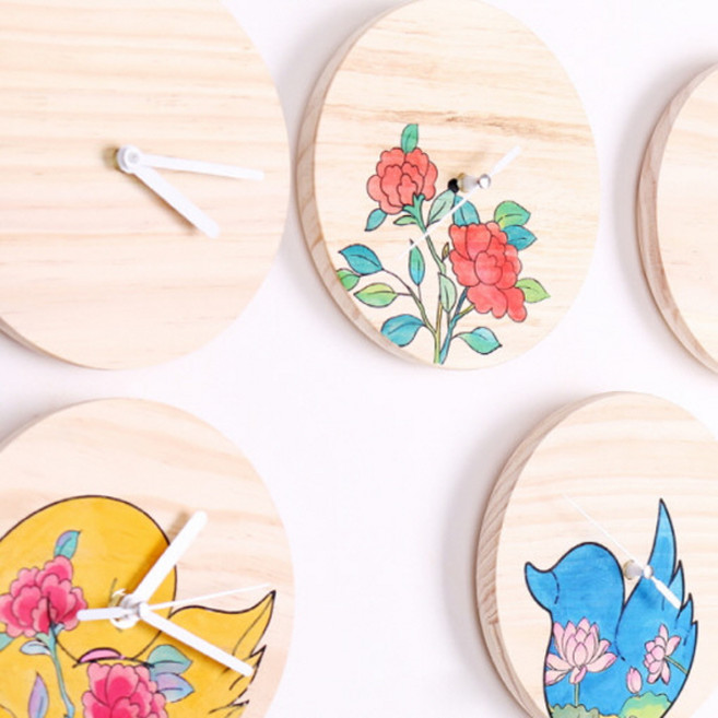 민화 무소음 원목시계 5종 만들기/무브먼트포함, 도안 없음, 도안 없음