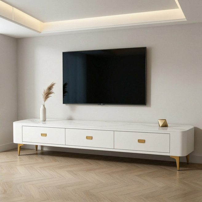 조립 필요 없음 거실 모던 티비다이 거실장 다용도 서랍장 가정용 tv다이, 흰색
