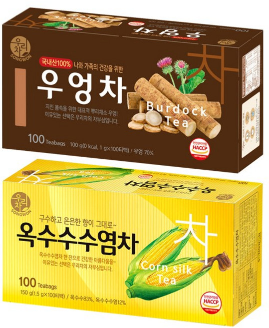 송원 우엉차 100티백 +옥수수수염차 100티백