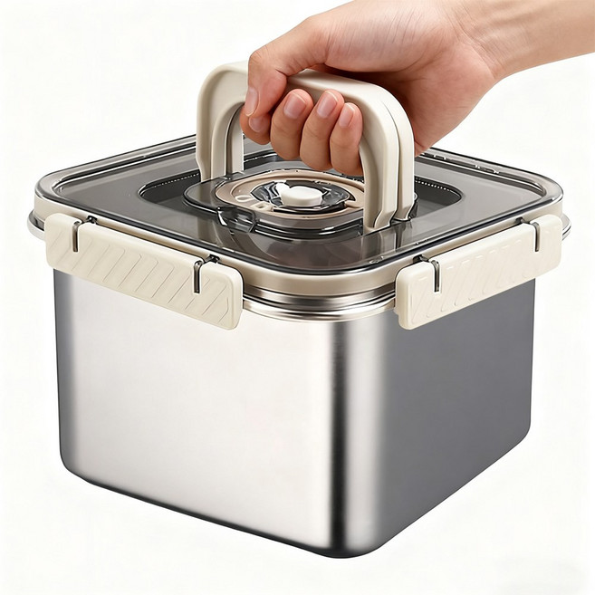 ZOZOFO 김치통 304스테인리스 밀폐용기 진공 밀폐용기푸드서버 반찬통 냉장고, 1.3L+2.8L, 1개