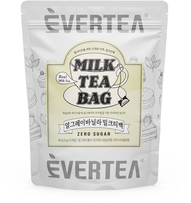 에버티 얼그레이바닐라 밀크티백, 1개, 12개입, 5g