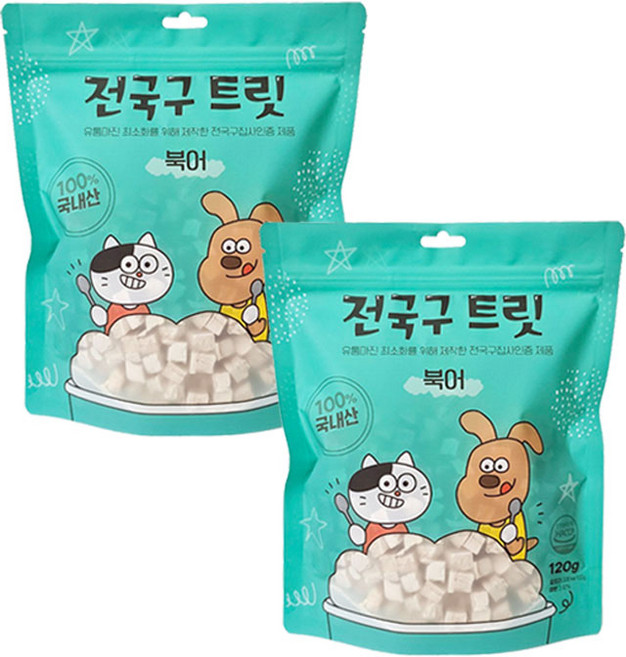 전국구트릿 동결건조 북어 120g 초미니트릿 5mm 대용량 강아지고양이 국내산 간식, 2개, 기타생선